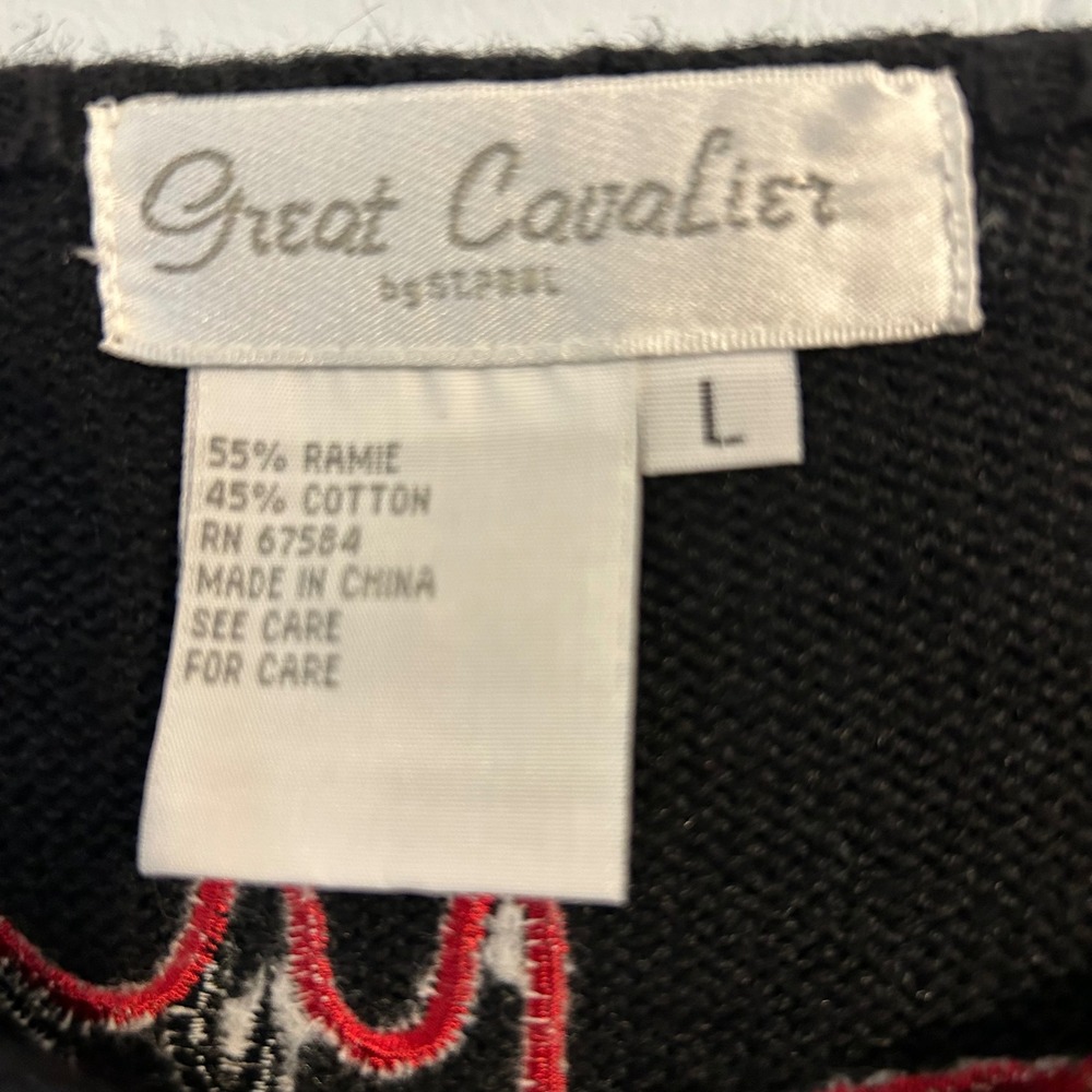 Great Cavalier large Embroidered Cardigan Black Women's Long Sleeve Button Front - Picture 10 of 14